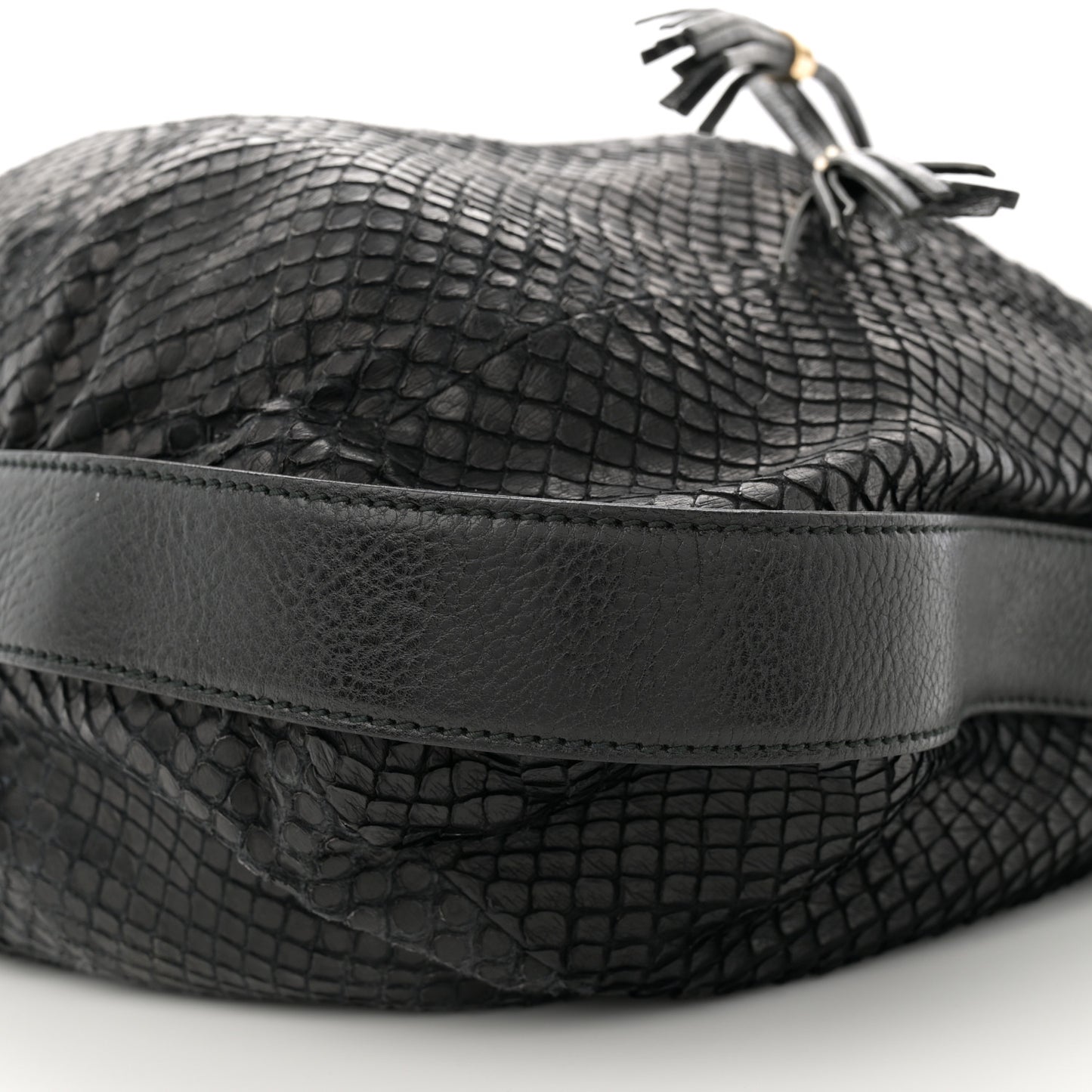 Snakeskin Medium Interlocking Icon Shoulder Bag Black