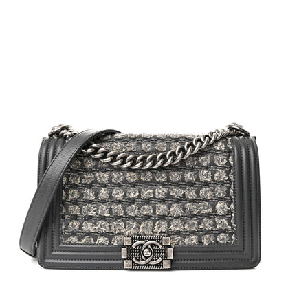 Chanel Tweed Calfskin Medium Boy Flap Grey 1 of 11