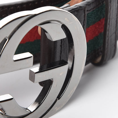 Gucci Calfskin Web Interlocking G Belt 95 38 Dark Brown 7 of 10