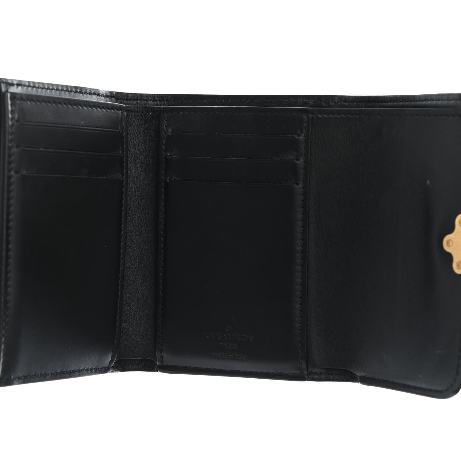 Louis Vuitton Patent Calfskin Monogram Cherrywood Compact Wallet Black 4 of 5