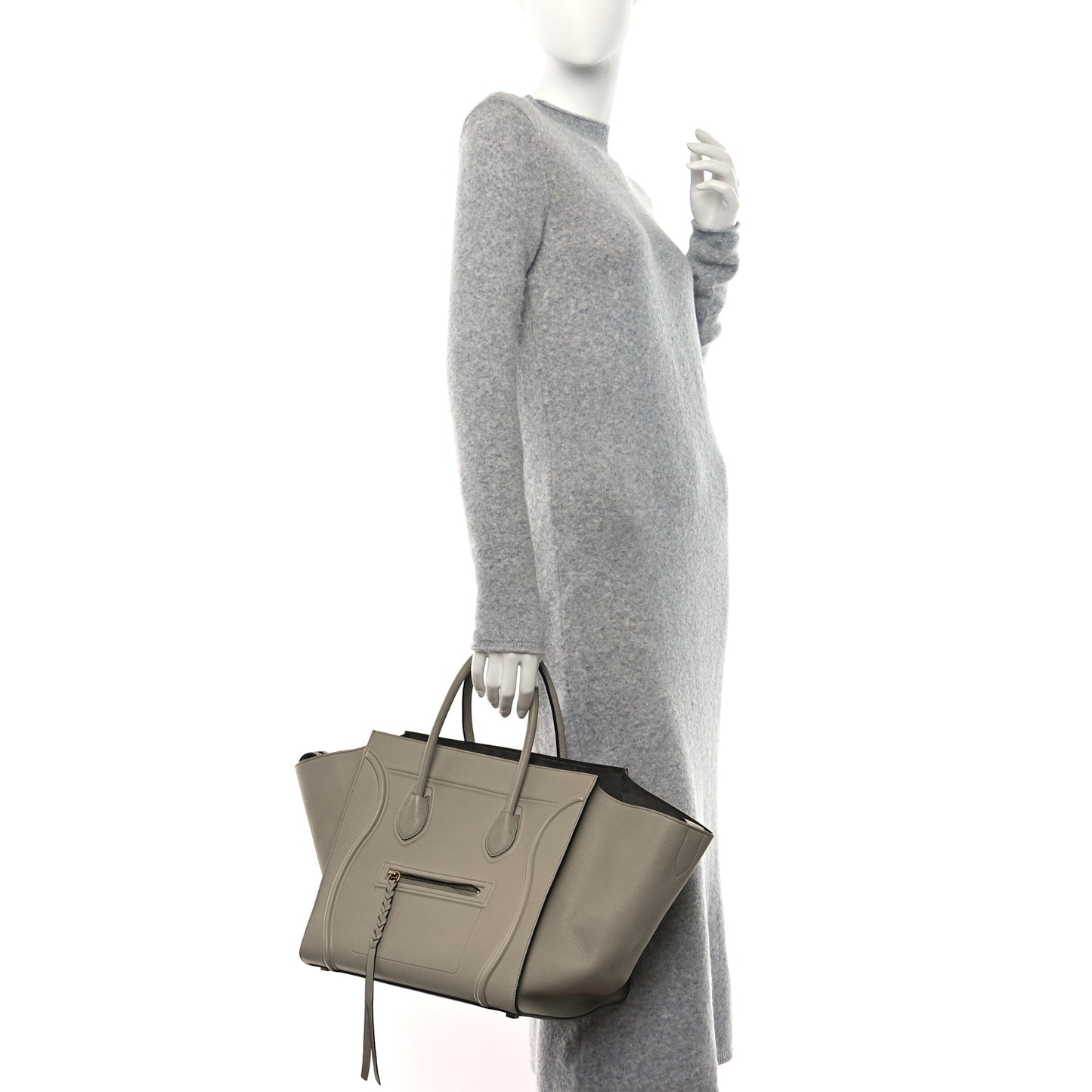 Grained Calfskin Medium Phantom Luggage Taupe
