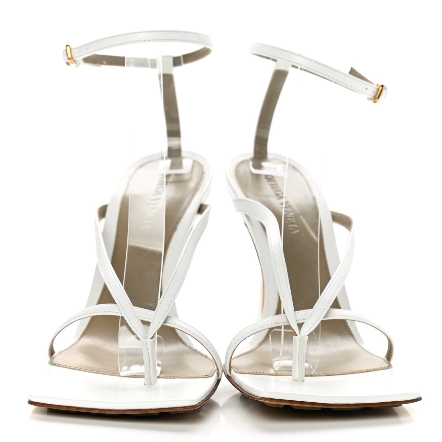 Lambskin Stretch Multi Strap 90mm Sandals 38.5 Optic White