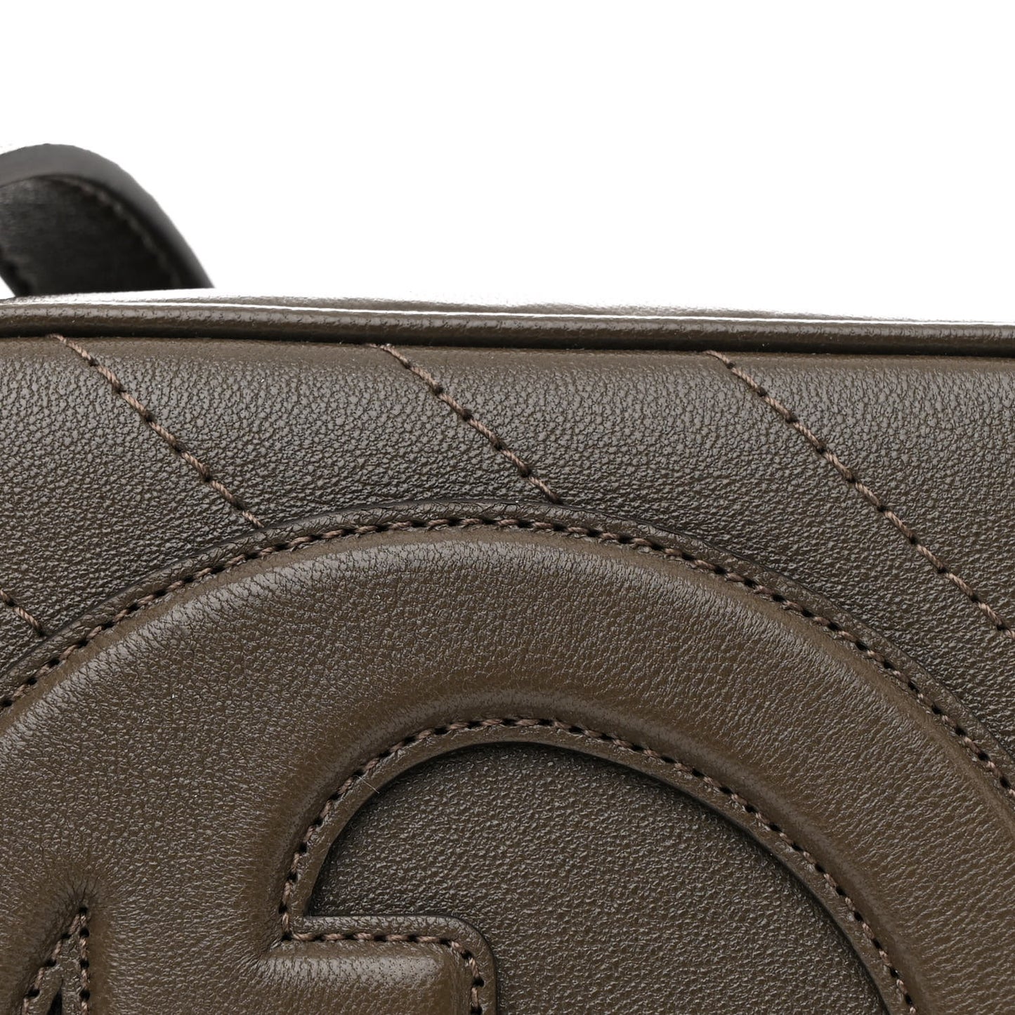 Sakai Be Green Calfskin Diagonal Stitched Small Blondie Shoulder Bag Craclet Brown