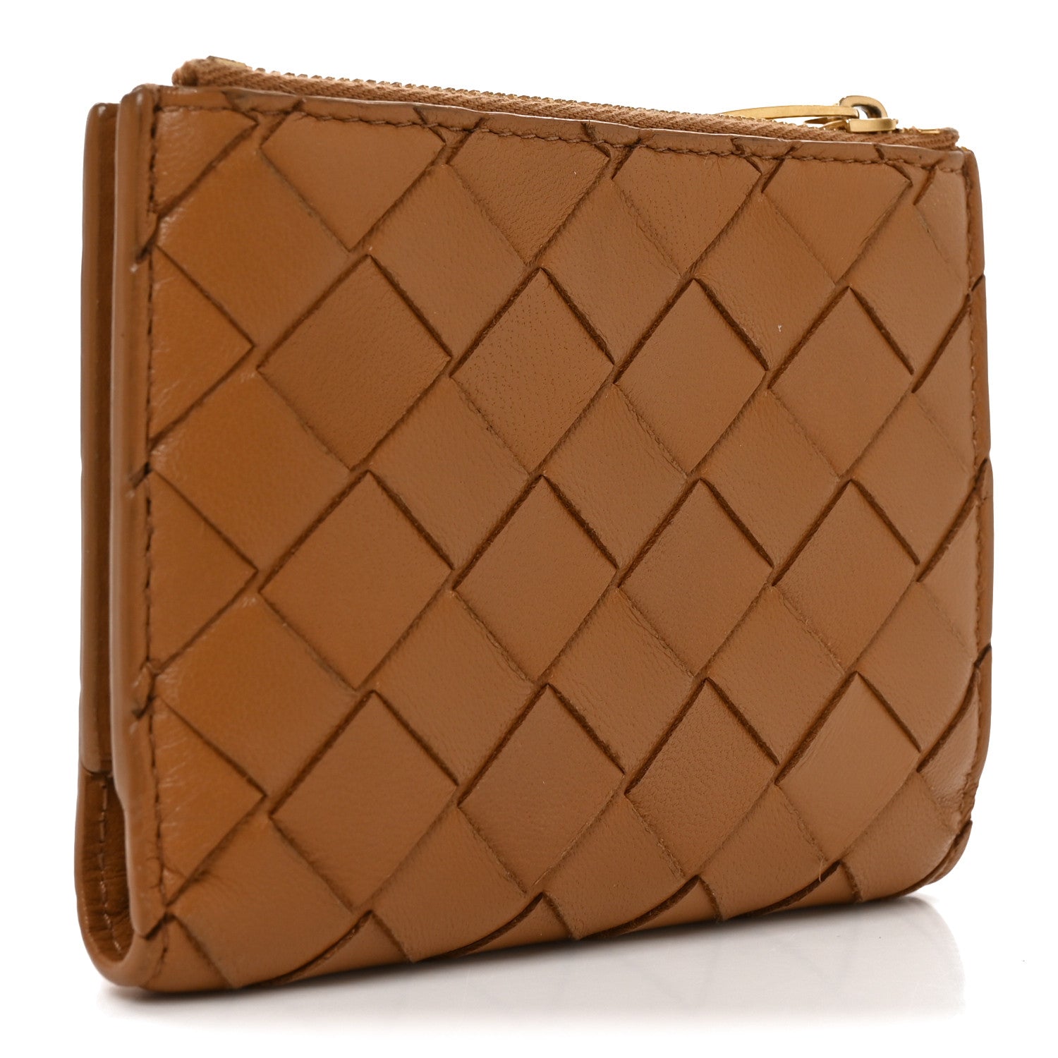 Bottega Veneta Nappa Intrecciato Small Bi-Fold Zip Wallet Caramel 3 of 6