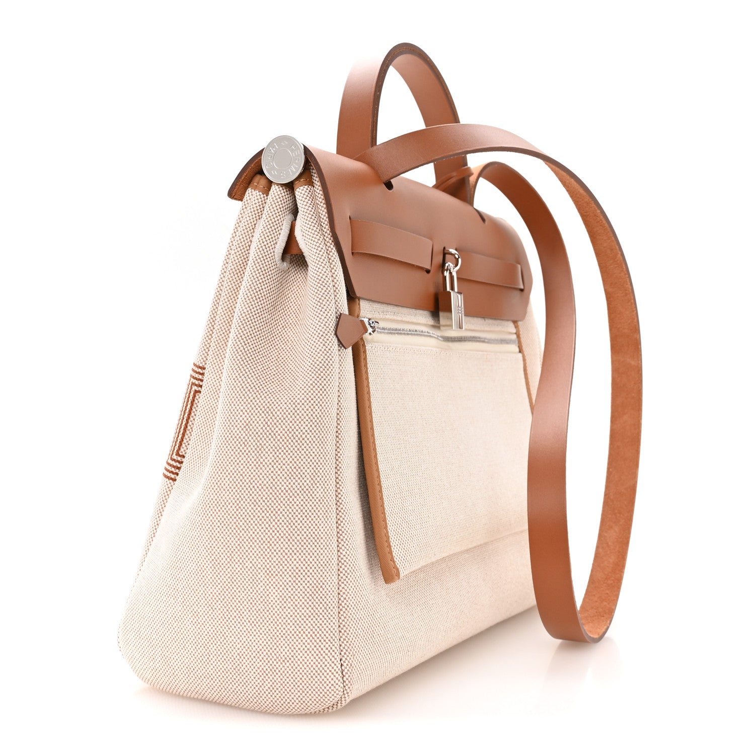 Hermes H Plume Canvas Vache Hunter Circuit 24 Herbag Zip Retourne 31 Naturel 4 of 11