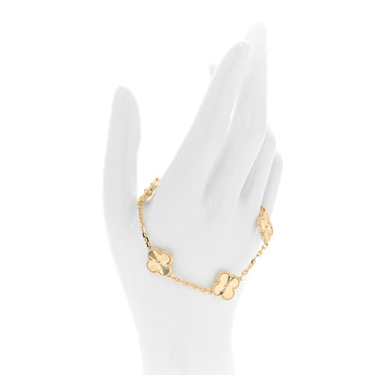 Van Cleef & Arpels 18K Yellow Gold 5 Motifs Guilloche Vintage Alhambra Bracelet 2 of 4