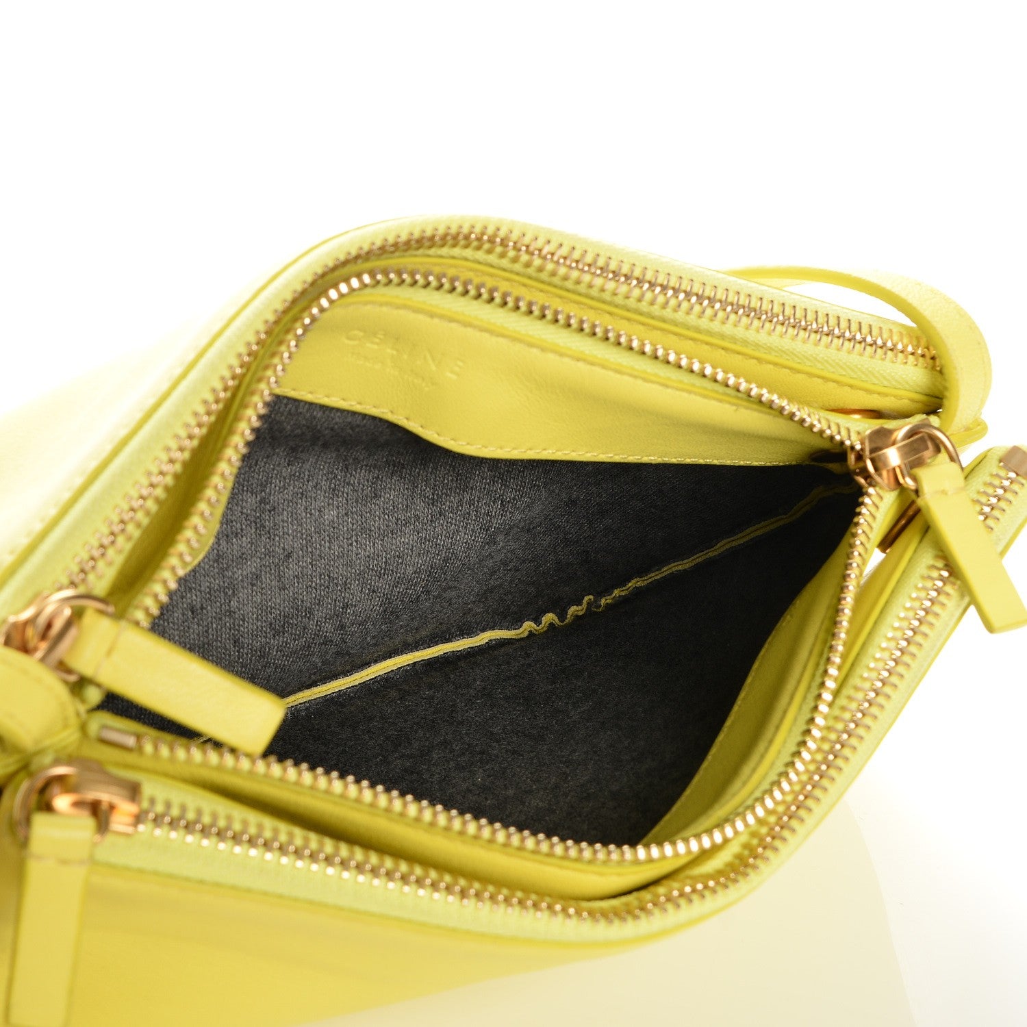 Celine Lambskin Small Trio Crossbody Bag Fluo Yellow 5 of 11