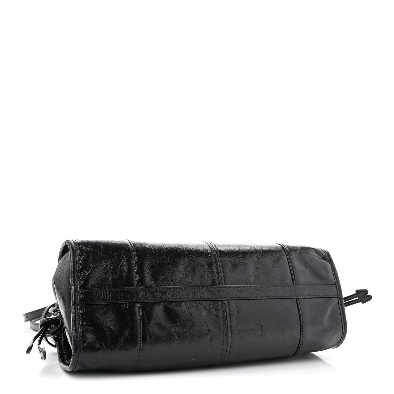 Prada Glossy Calfskin Triangle Medium Bonnie Shoulder Bag Black 4 of 11