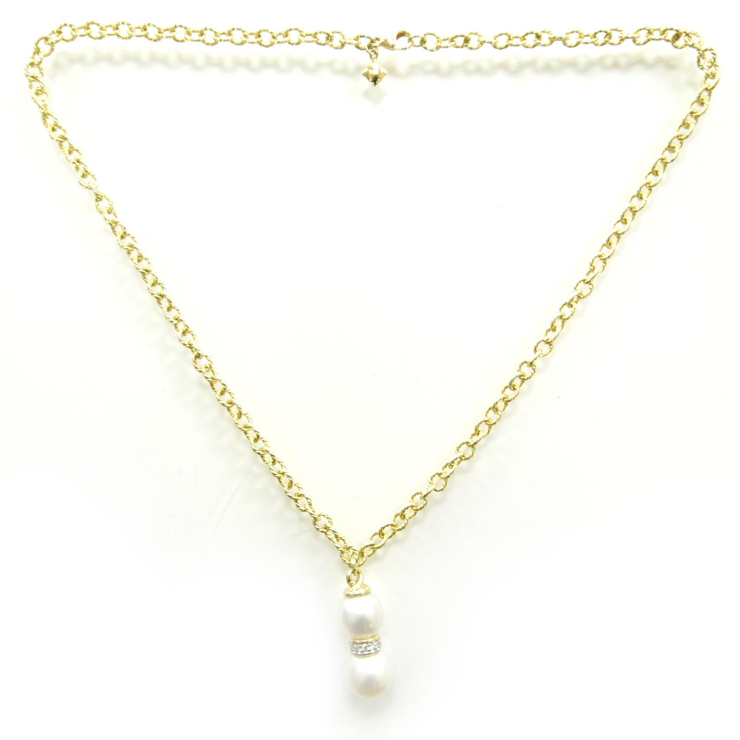 18k Gold Pave Diamond and Tahitian Pearl Necklace