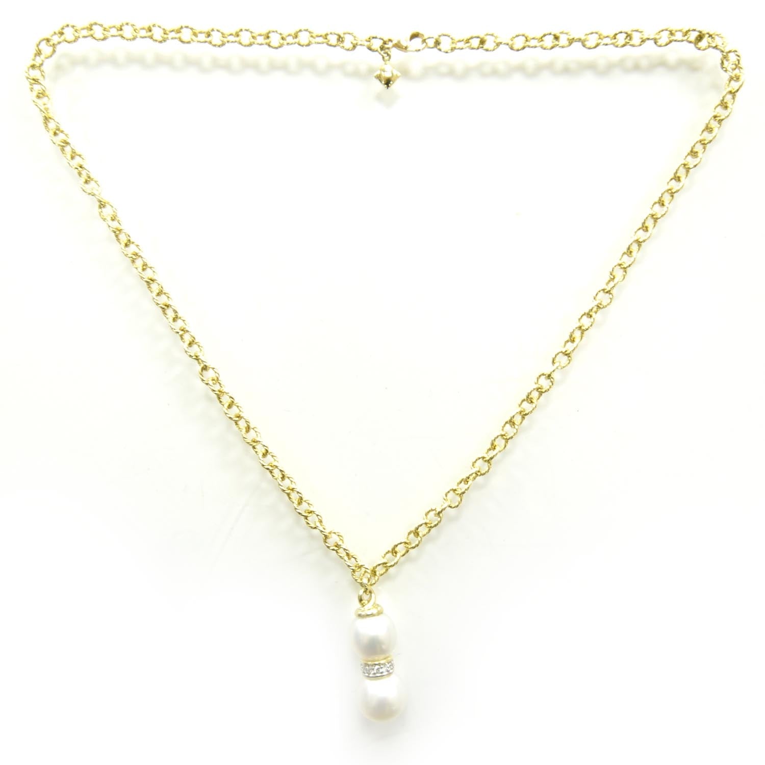David Yurman 18k Gold Pave Diamond and Tahitian Pearl Necklace 1 of 4