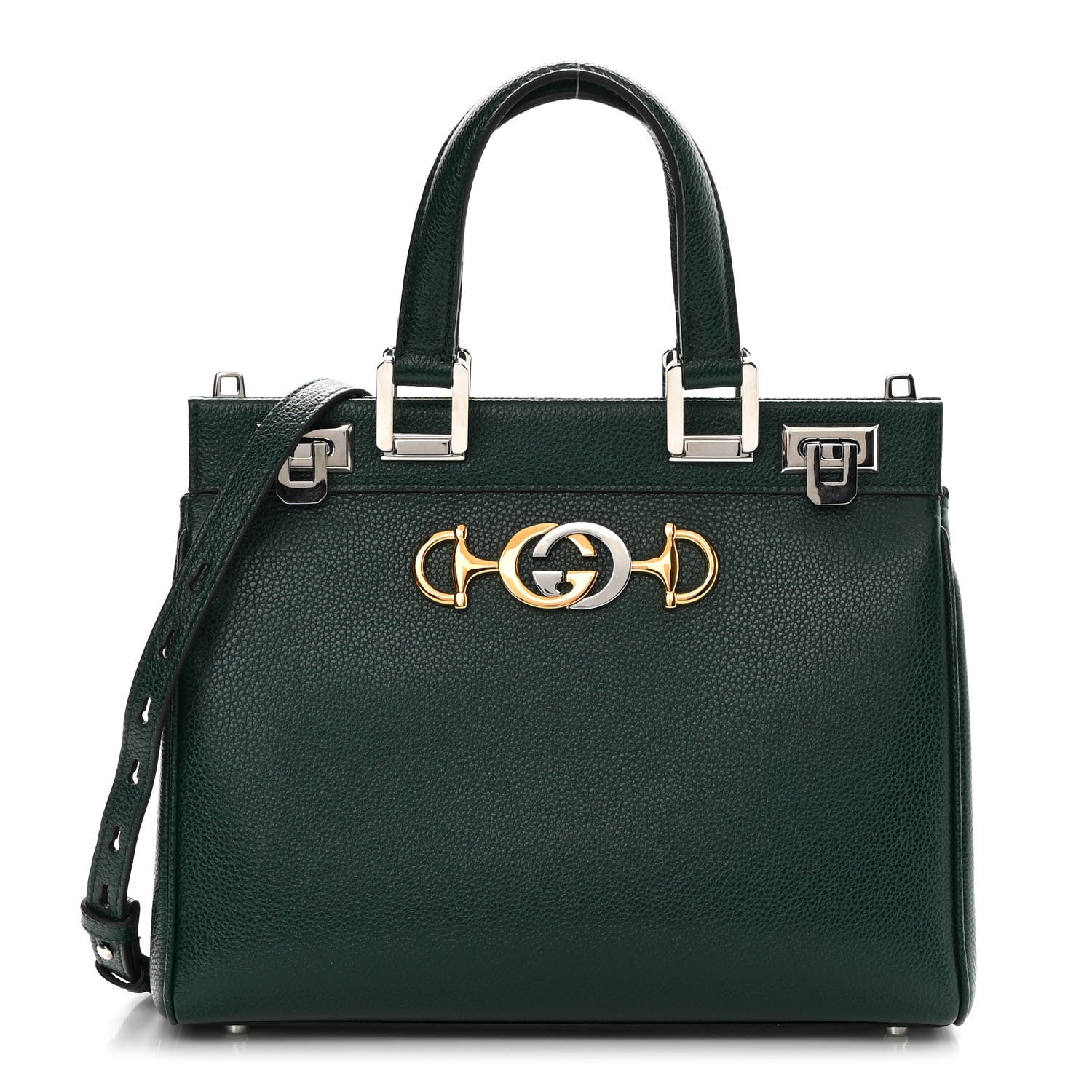Gucci Grainy Calfskin Small Zumi Top Handle Bag Vintage Green 1 of 11