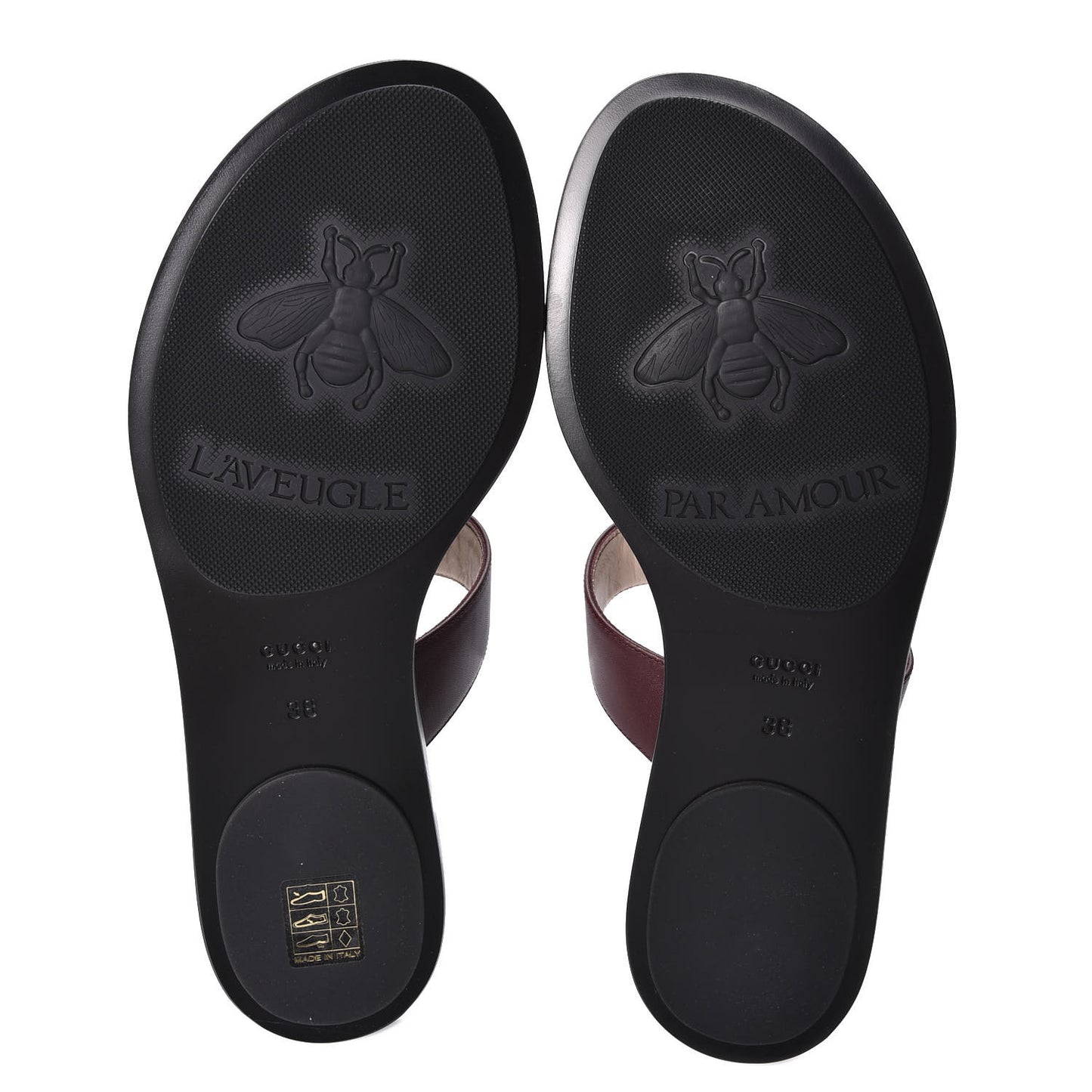 Calfskin GG Marmont Thong Sandals 38 Vintage Bordeaux