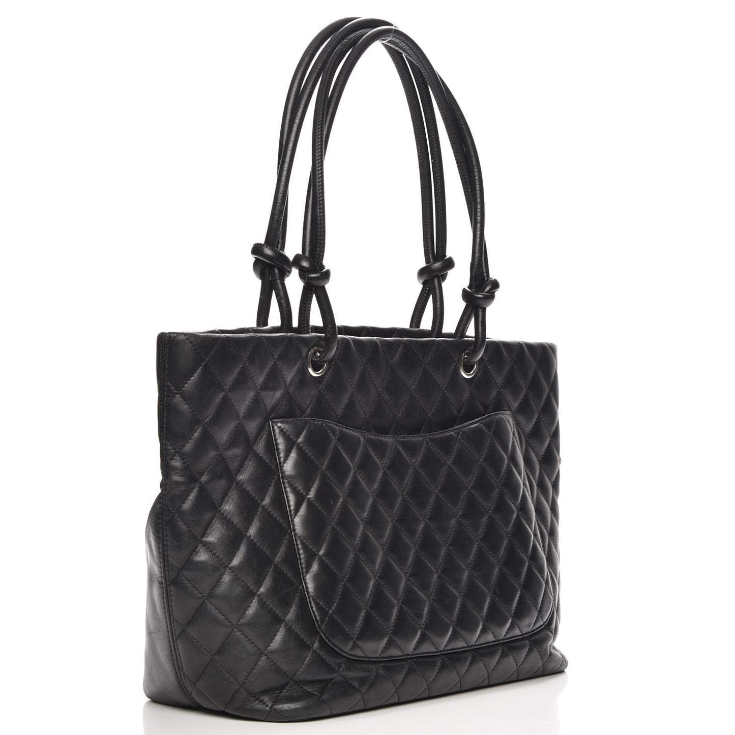 Calfskin Quilted Large Cambon Tote Black White