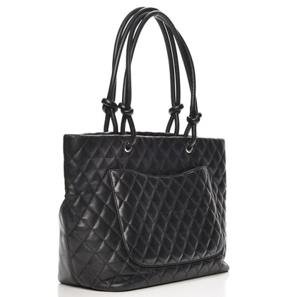 Chanel Calfskin Quilted Large Cambon Tote Black White 3 of 7
