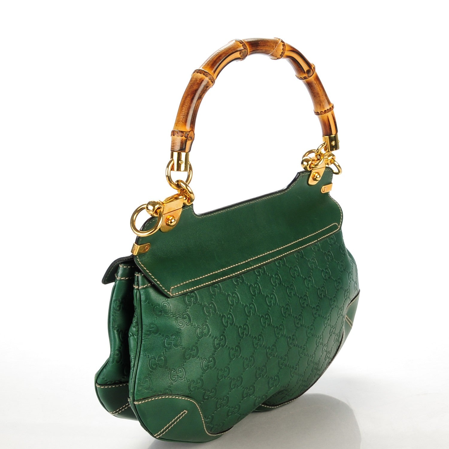 Gucci Guccissima Peggy Bamboo Top Handle Bag Green 3 of 7