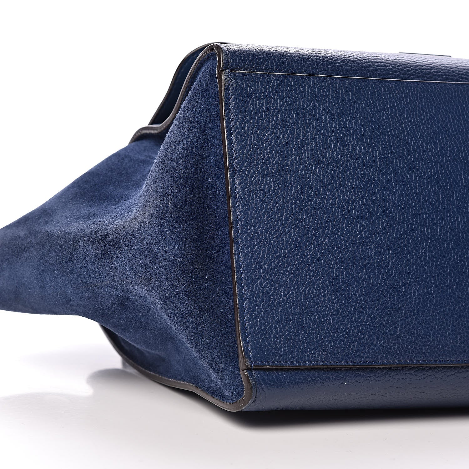 Celine Drummed Calfskin Suede Medium Trapeze Navy 8 of 18
