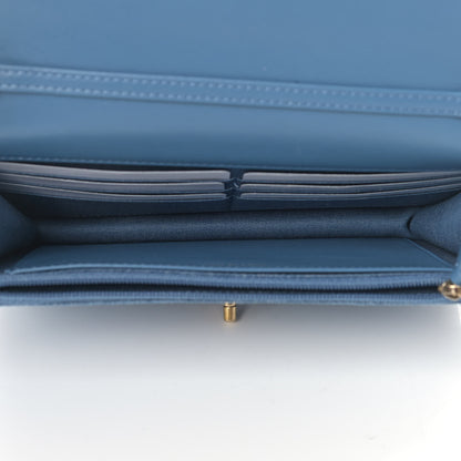 Chanel Denim Quilted CC Pearl Crush Wallet On Chain WOC Blue 5 of 10