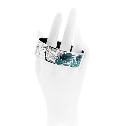 Hermes Enamel Printed Wide Mythique Phoenix Bracelet 70 Pierres Et Cactus 2 of 5