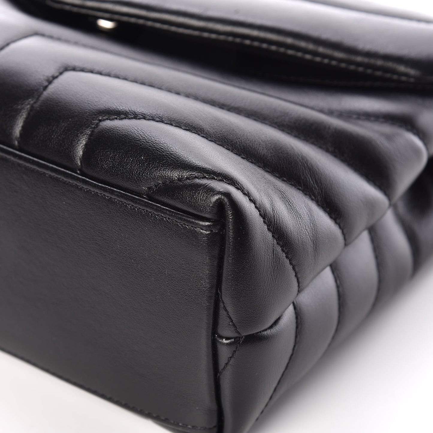 Calfskin Y Quilted Monogram Small Loulou Chain Satchel Black