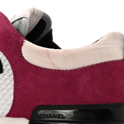 Chanel Mesh Suede Calfskin Womens CC Sneakers 40 White Dark Pink Grey 36.5 White Dark Pink Grey 8 of 14