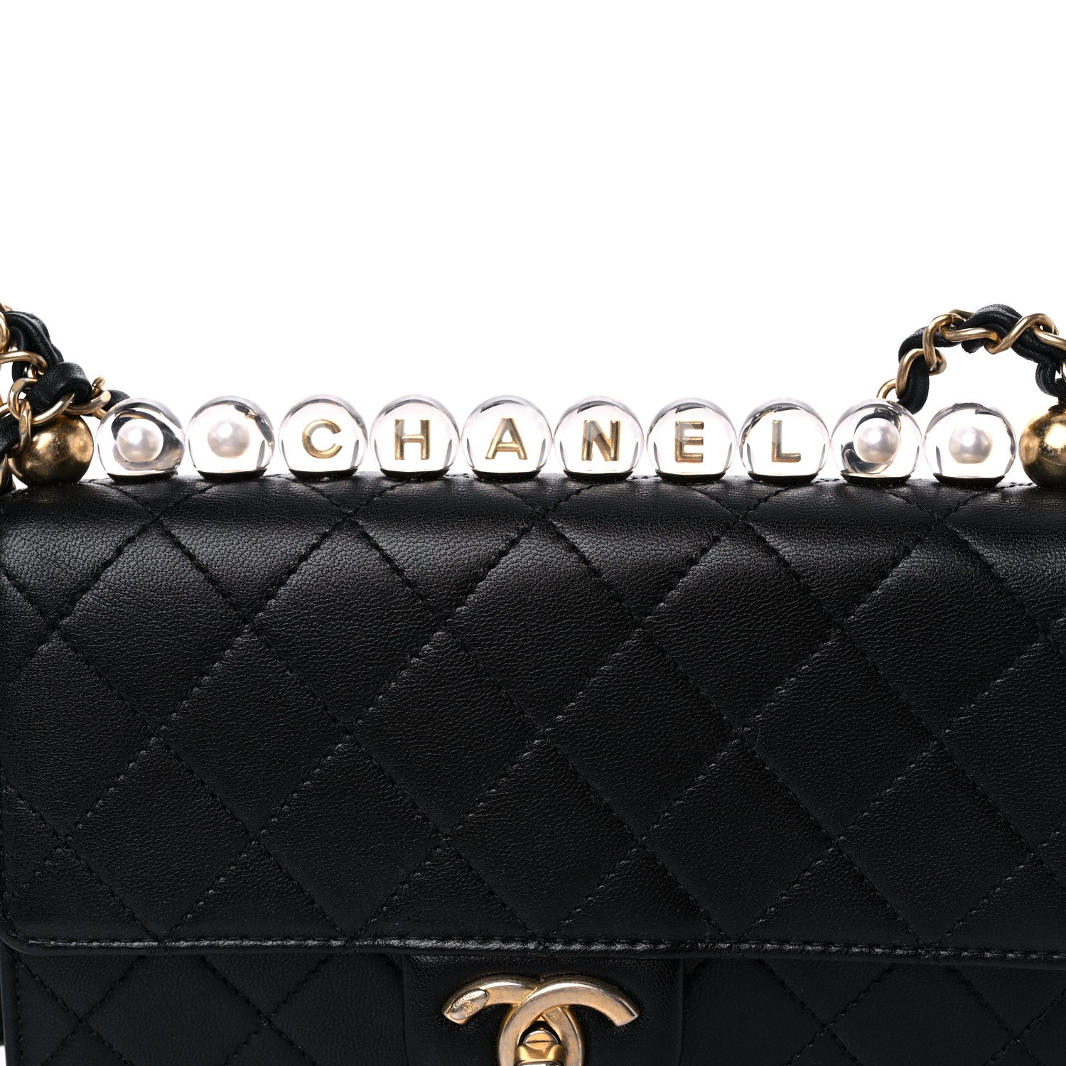 Chanel Goatskin Quilted Logo Small Chic Flap Black 15 of 18