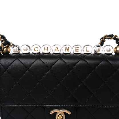 Chanel Goatskin Quilted Logo Small Chic Flap Black 15 of 18