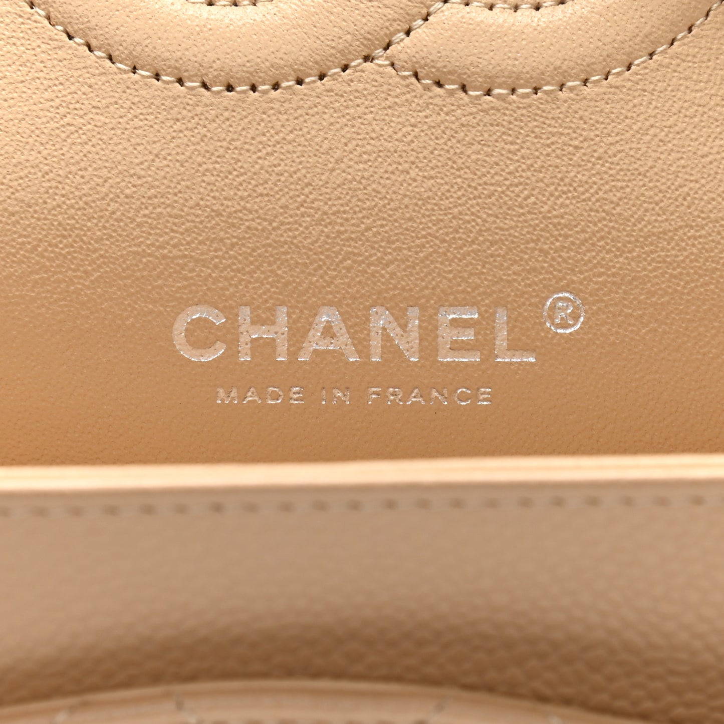 Caviar Quilted Medium Double Flap Beige