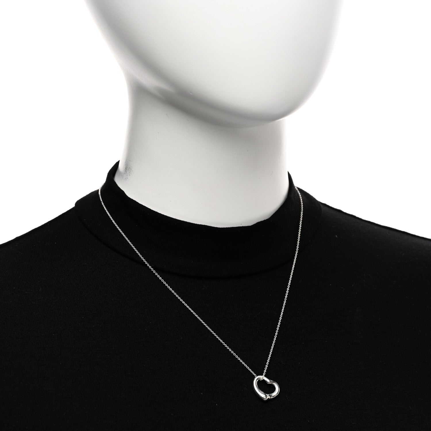 Tiffany Sterling Silver 16mm Elsa Peretti Open Heart Pendant Necklace 2 of 4