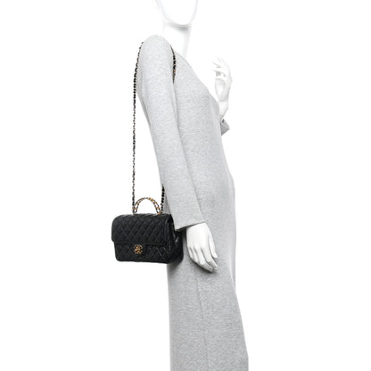 Chanel Lambskin Quilted Small Strass On Top Flap Bag Black 2 of 11