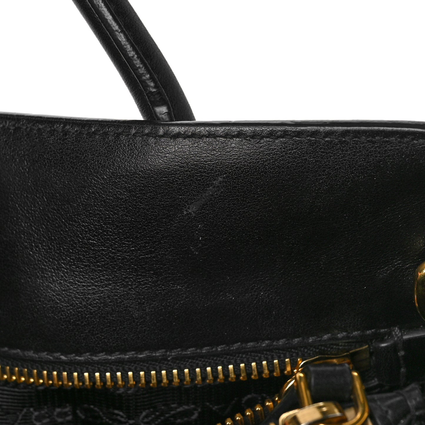 Saffiano City Calfskin Large Bibliothèque Top Handle Black Fuoco