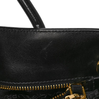 Prada Saffiano City Calfskin Large Bibliothèque Top Handle Black Fuoco 10 of 10