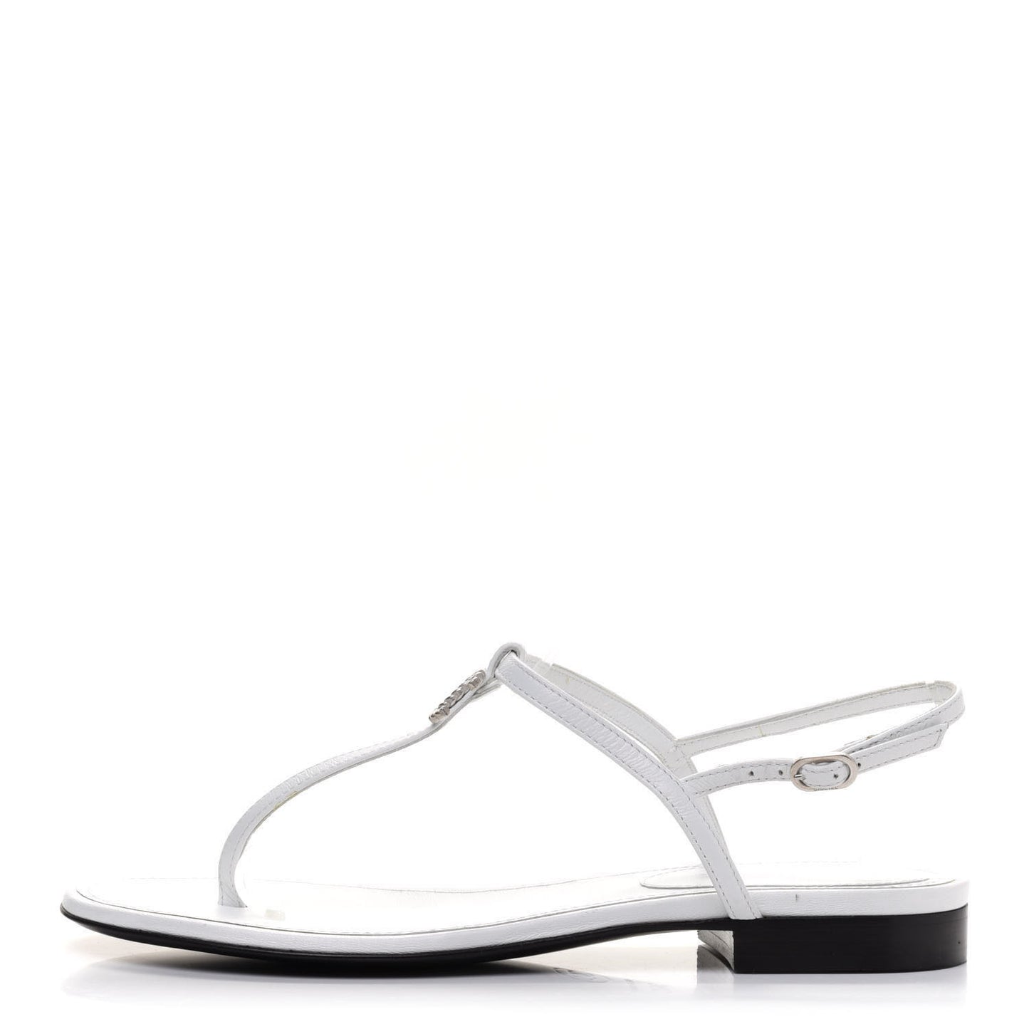 Lambskin CC Thong Sandals 36 White