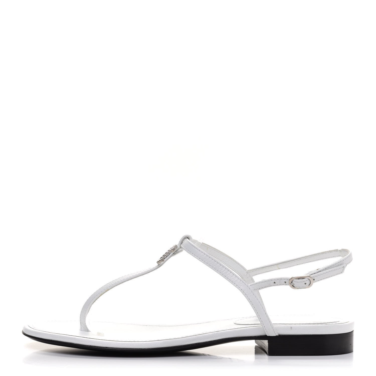 Chanel Lambskin CC Thong Sandals 36 White 1 of 9