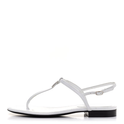 Chanel Lambskin CC Thong Sandals 36 White 1 of 9