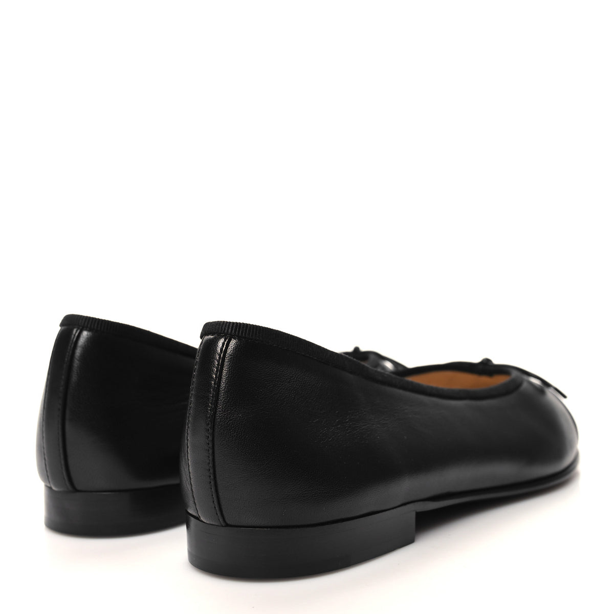 Chanel Lambskin Patent Cap Toe Ballerina Flats 38.5 Black 4 of 9