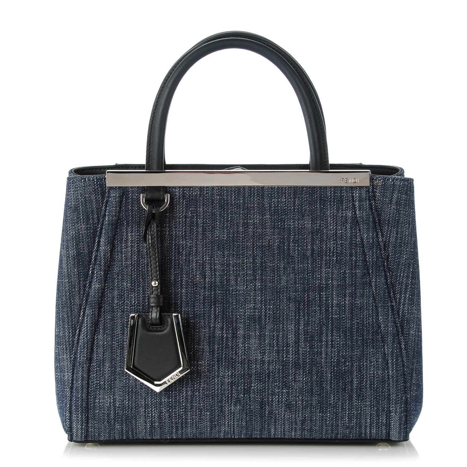 Fendi Denim Petite 2Jours Tote Blue Black 1 of 9