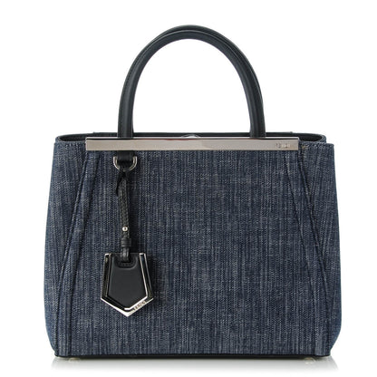 Fendi Denim Petite 2Jours Tote Blue Black 1 of 9