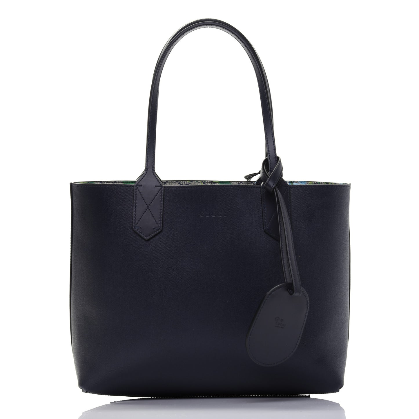GG Supreme Monogram Blooms Small Reversible Tote Beige Blue Navy