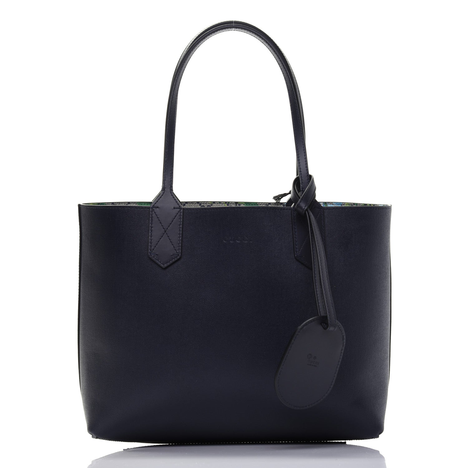 Gucci GG Supreme Monogram Blooms Small Reversible Tote Beige Blue Navy 14 of 14