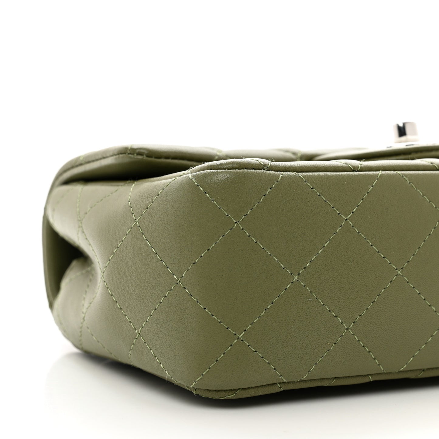 Lambskin Quilted Mini Rectangular Flap Green