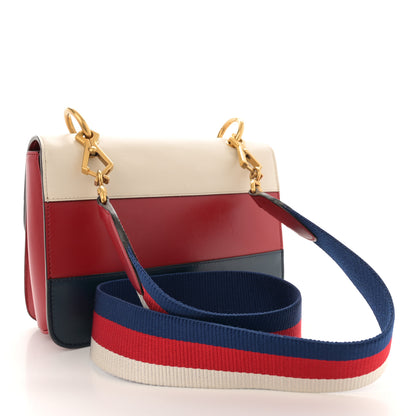 Gucci Calfskin Sylvie Web Queen Margaret Shoulder Bag Blue Agata Hibiscus Red Mystic White 3 of 16