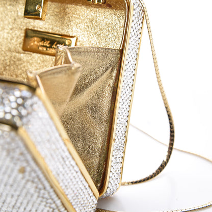 Judith Leiber Swarovski Crystal Minaudière Clutch Silver Gold 10 of 16