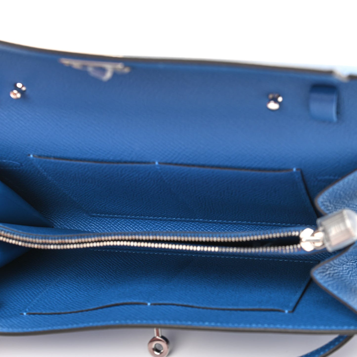 Epsom Shiny Alligator Touch Kelly Wallet To Go Mykonos Bleu Zellige