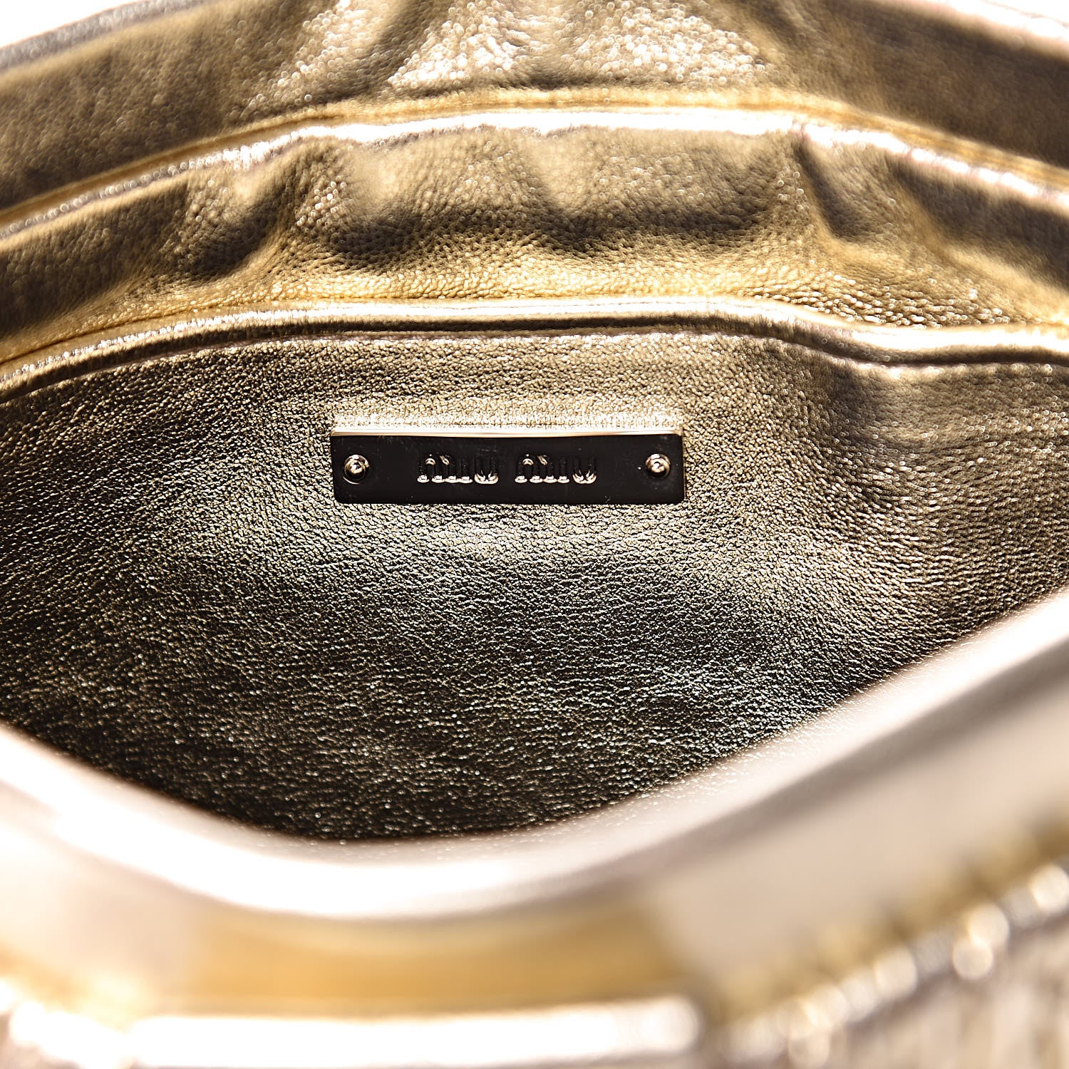 Miu Miu Metallic Nappa Matelasse Crystal Shoulder Bag Pirite 7 of 10