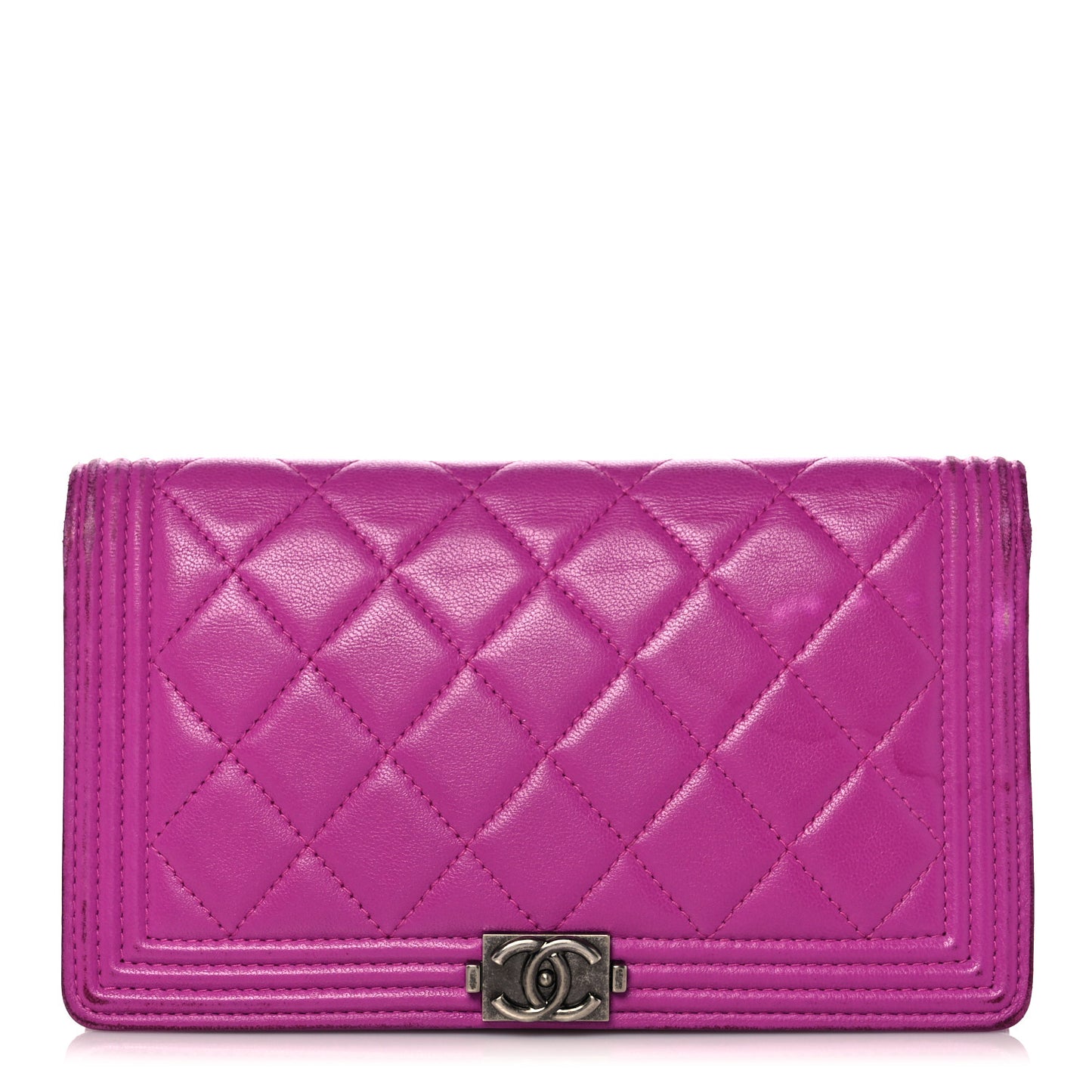 Lambskin Quilted Boy Yen Wallet Pink
