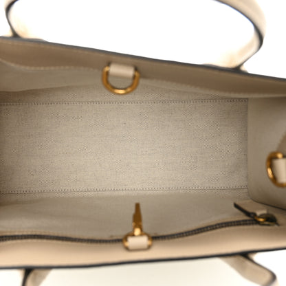 Gucci GG Supreme Monogram Textured Dollar Calfskin Small Retro Interlocking G Tote Bag Beige Mystic White Oatmeal 6 of 9