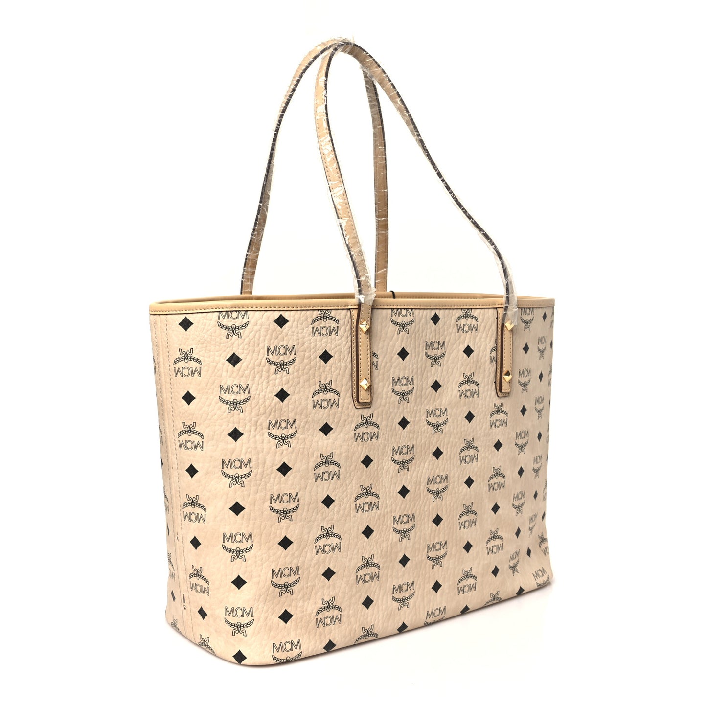 Visetos Medium Anya Top Zip Shopper Tote Beige