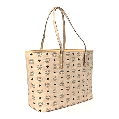 MCM Visetos Medium Anya Top Zip Shopper Tote Beige 4 of 13