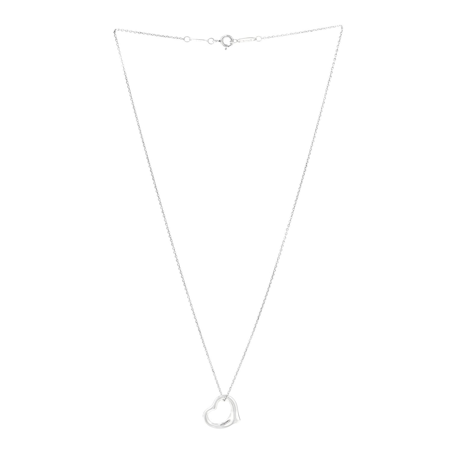 Sterling Silver 16mm Elsa Peretti Open Heart Pendant Necklace