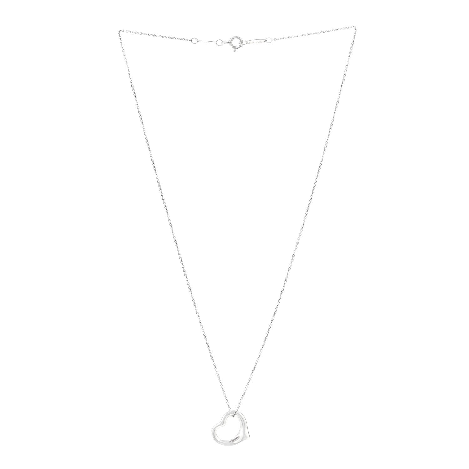 Tiffany Sterling Silver 16mm Elsa Peretti Open Heart Pendant Necklace 3 of 8